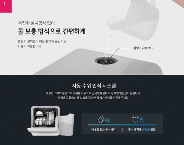 물 절약되는 미니 식기세척기 상세 이미지 1